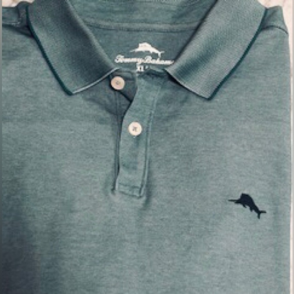Tommy Bahama Light Green Men’s Polo Embroidered Logo, Side Vents Men’s XL